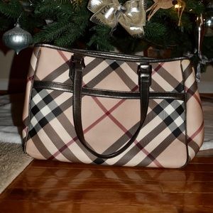 Authentic Burberry Supernova Check Tote Bag with Shoulder Straps